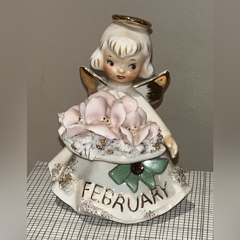 *Vintage* LEFTON February Angel Figurine with Amethyst